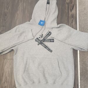 Adidas Men's Gray Hoodie with Logo Design